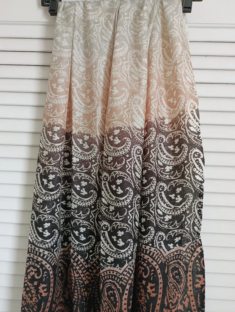Cream, Tan, Brown & Black Long Paisley Scarf (72